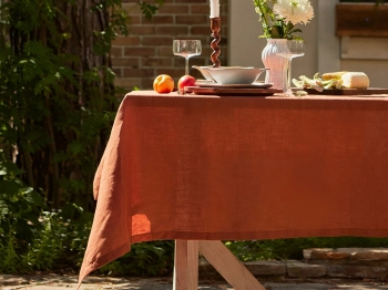 Скатерть льняная Linen Collection Brown 145X180 CM