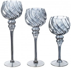 Набор из трёх подсвечников Luena 12X12X38 / 12X12X33 / 12X12X30 CM