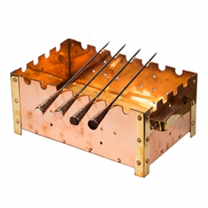 Мангал настольный для подачи 26*17*12 см Copper с медным покрытием + 4 шампура P.L. 