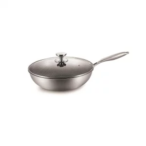 Сковорода Вок (WOK) 32 см h9,5 см 6л с крышкой New Kitchen Grid нерж. с антиприг. покр. ИНДУКЦ. P.L.