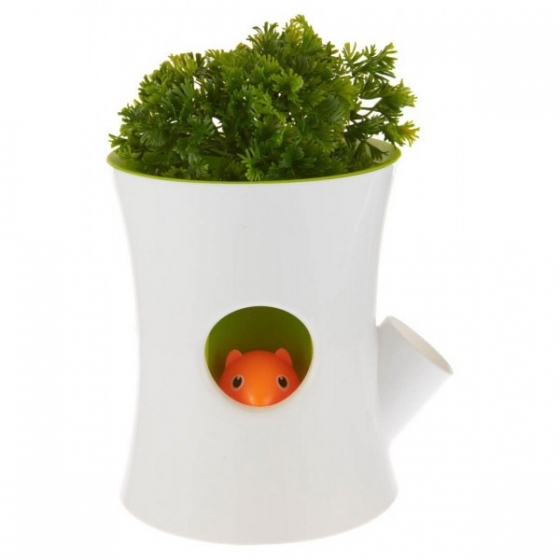 Горшок самополивающийся log&squirrel белый/зеленый 1