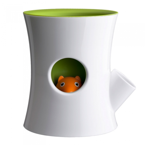 Горшок самополивающийся log&squirrel белый/зеленый 4