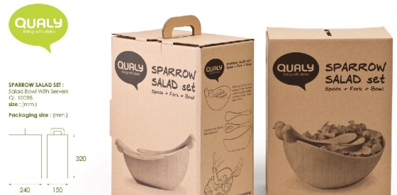 Салатница с ложками sparrow белая 4