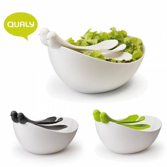 Салатница с ложками sparrow белая 3