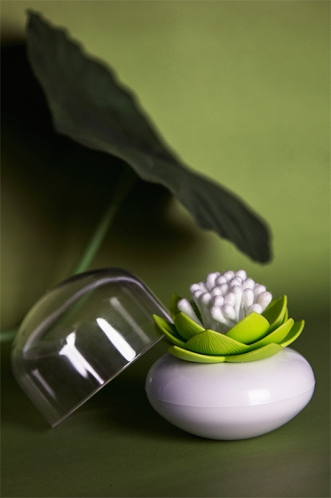 Контейнер для хранения ватных палочек lotus белый/зеленый 4