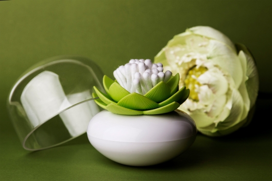 Контейнер для хранения ватных палочек lotus белый/зеленый 3