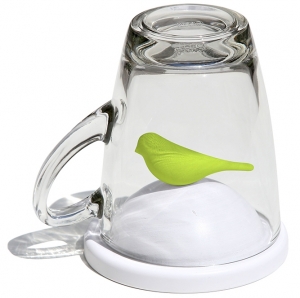 Чашка с крышкой Sparrow 200 ml белая с зеленым
