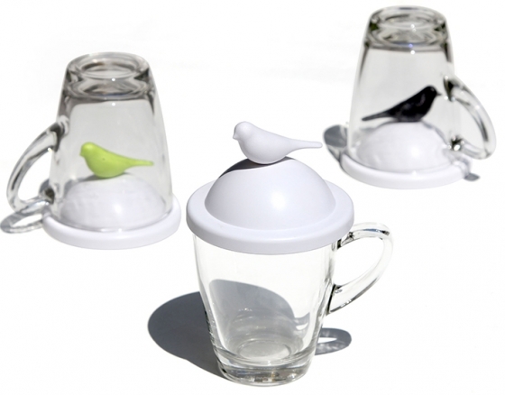 Чашка с крышкой Sparrow 200 ml белая с зеленым 5