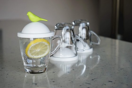 Чашка с крышкой Sparrow 200 ml белая с зеленым 4