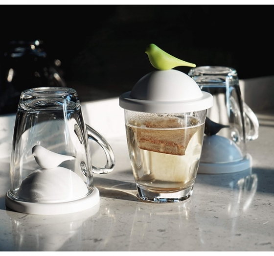 Чашка с крышкой Sparrow 200 ml белая с зеленым 2