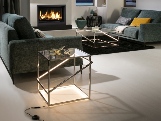 Столик с LED подсветкой Moonlight 51X51X52 CM хром 3