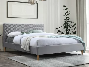 Кровать Signal AZURRO VELVET BLUVEL03 (светло-серый/дуб) 140/200