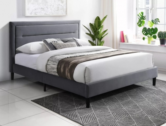 Кровать Signal MALAGA Velvet Bluvel 14 (серый/черный) 140/200 1