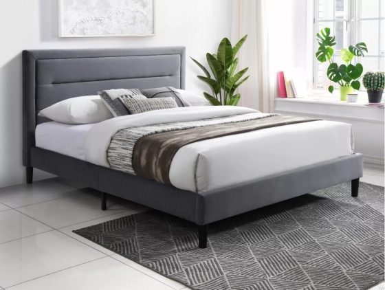 Кровать Signal MALAGA Velvet Bluvel 14 (серый/черный) 160/200 1