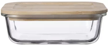 Контейнер для еды стеклянный 1050 ml с крышкой из бамбука