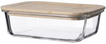 Контейнер для еды стеклянный 1050 ml с крышкой из бамбука