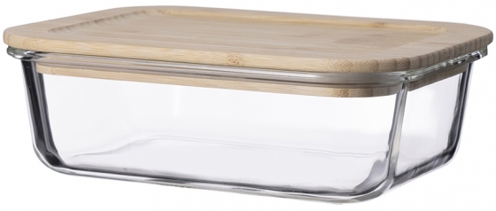 Контейнер для еды стеклянный 1050 ml с крышкой из бамбука 1