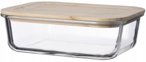 Контейнер для еды стеклянный 1520 ml с крышкой из бамбука