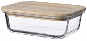 Контейнер для еды стеклянный 640 ml с крышкой из бамбука