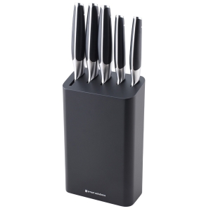 Набор ножей кухонных с подставкой prime, 5 шт., черный