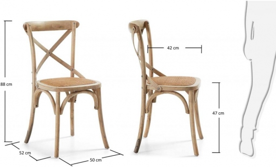 Деревянный стул с сидушкой из ротанга Alsie 50X52X88 CM 8