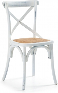 Деревянный стул с сидушкой из ротанга Alsie 50X52X88 CM белый