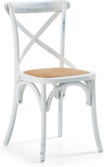Деревянный стул с сидушкой из ротанга Alsie 50X52X88 CM белый 1