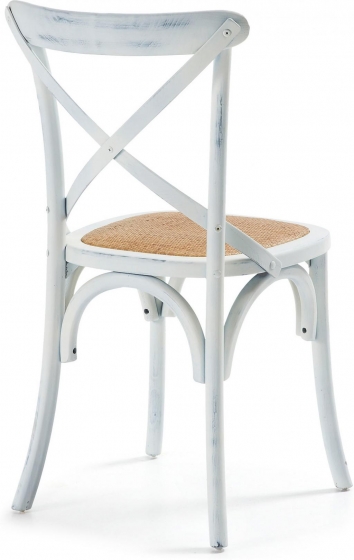 Деревянный стул с сидушкой из ротанга Alsie 50X52X88 CM белый 3