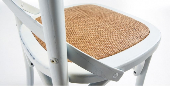 Деревянный стул с сидушкой из ротанга Alsie 50X52X88 CM белый 4