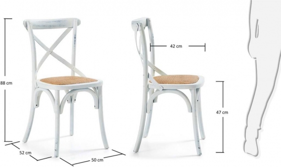 Деревянный стул с сидушкой из ротанга Alsie 50X52X88 CM белый 8