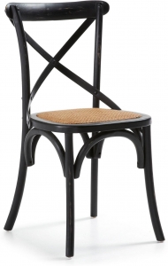 Деревянный стул с сидушкой из ротанга Alsie 50X52X88 CM чёрный