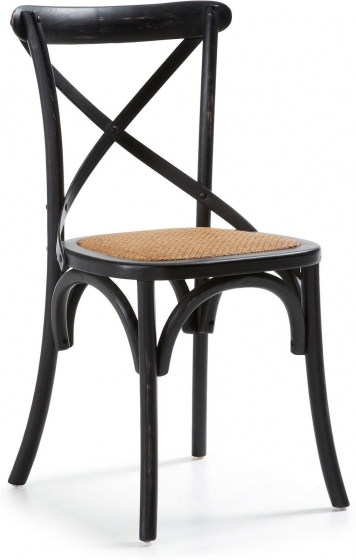 Деревянный стул с сидушкой из ротанга Alsie 50X52X88 CM чёрный 1