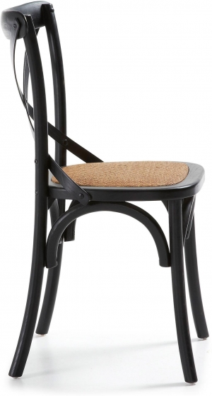 Деревянный стул с сидушкой из ротанга Alsie 50X52X88 CM чёрный 2