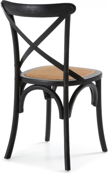Деревянный стул с сидушкой из ротанга Alsie 50X52X88 CM чёрный 3