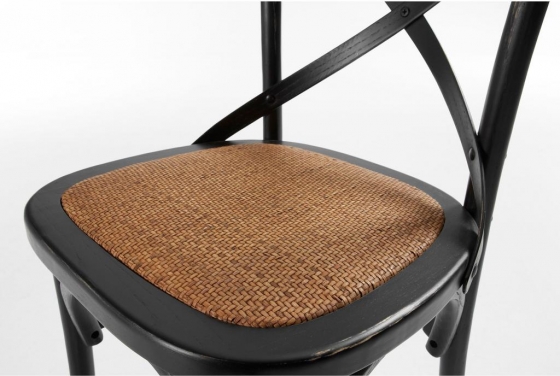 Деревянный стул с сидушкой из ротанга Alsie 50X52X88 CM чёрный 4