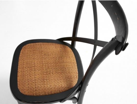 Деревянный стул с сидушкой из ротанга Alsie 50X52X88 CM чёрный 5