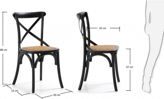 Деревянный стул с сидушкой из ротанга Alsie 50X52X88 CM чёрный 9