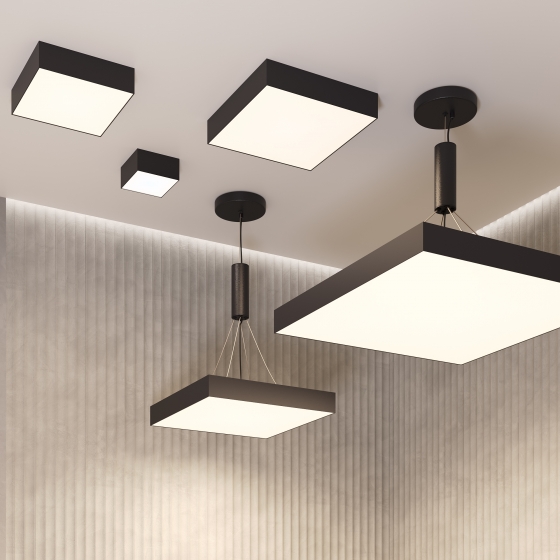 Потолочный светильник Zon квадратный черный 9