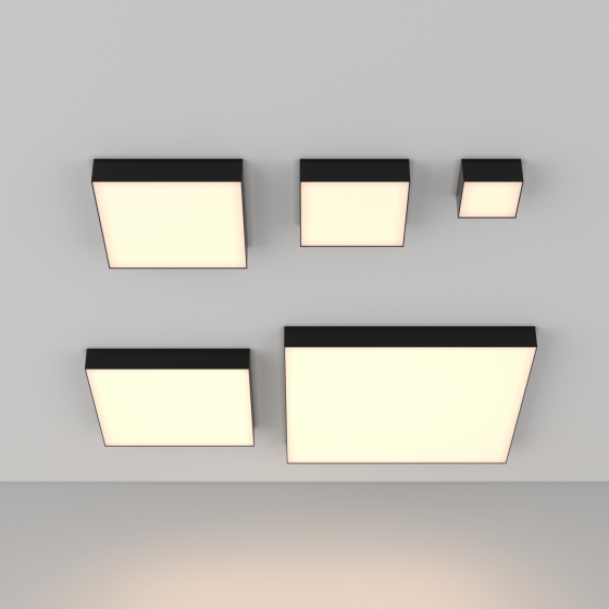 Потолочный светильник Zon черный квадратный 600x600 9