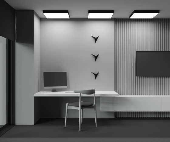 Потолочный светильник Zon черный квадратный 600x600 7