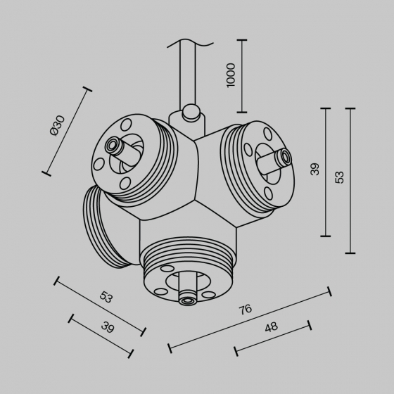 Комплектующие для систем освещения Shelf Х-образный коннектор черный 5