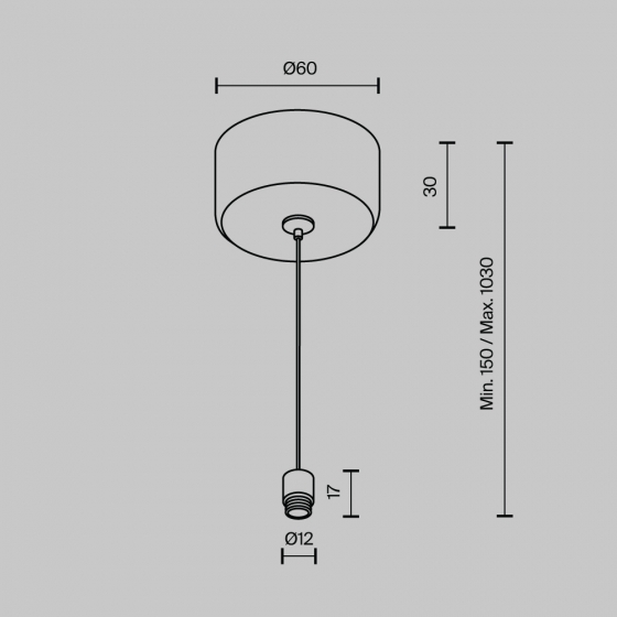 Тросовый подвес 1000мм с потолочной чашей для системы Shelf 5
