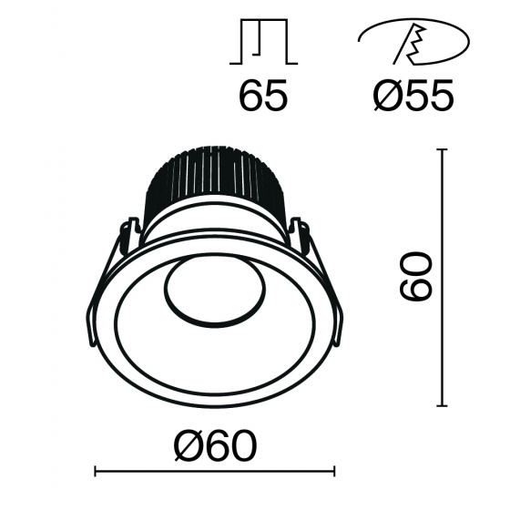 Встраиваемый светильник Zoom черный 60 мм 2