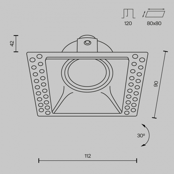 Встраиваемый светильник Dot черный квадратный 8