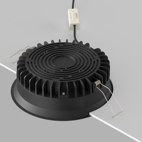 Встраиваемый светильник Okno черный круглый 6