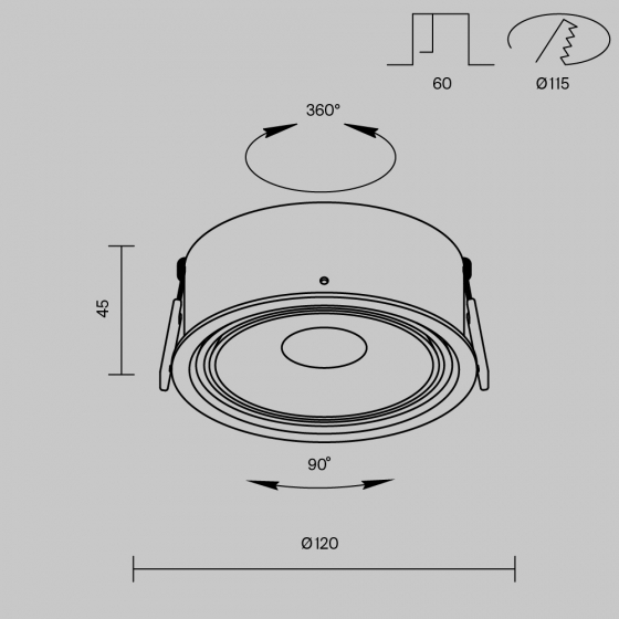 Встраиваемый светильник Move круглый белый 12