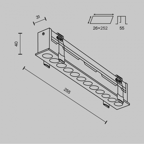 Встраиваемый светильник Points белый 255 мм 8