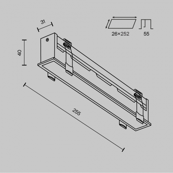 Встраиваемый светильник Basis белый 255x31 мм 8