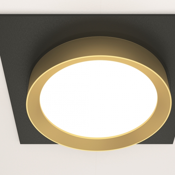 Встраиваемый светильник Hoop черный квадратный 4