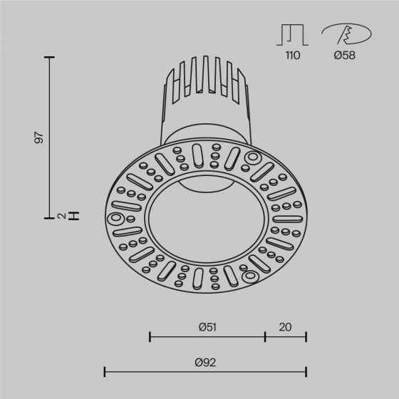 Встраиваемый светильник Dip круглый белый 11